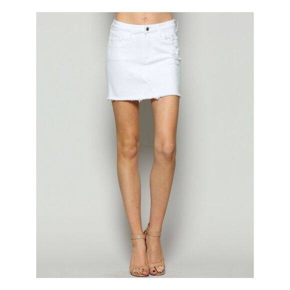 VERVET Dresses & Skirts - VERVET Womens White Frayed Zippered Mini Pencil Skirt 24